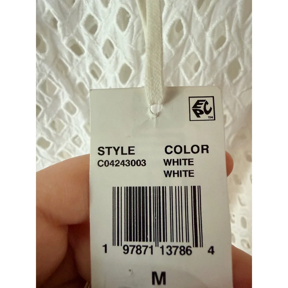 Ramy Brook Marg Dress Swim Cover-Up White Eyelet Tiered Mini Size Medium